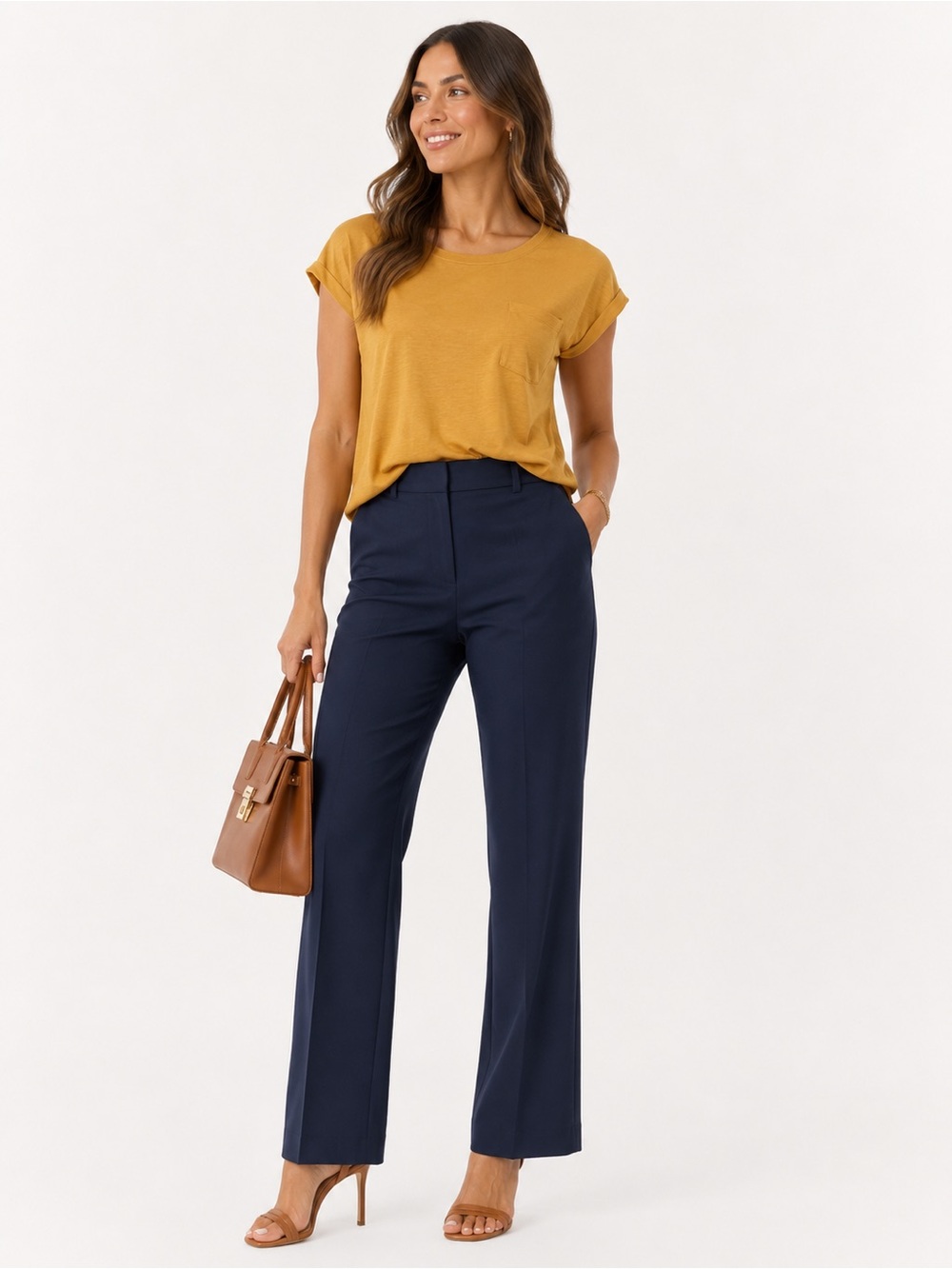 Jane and Delancey Mustard Yellow Relaxed Pocket High Low Tee Size S NWT